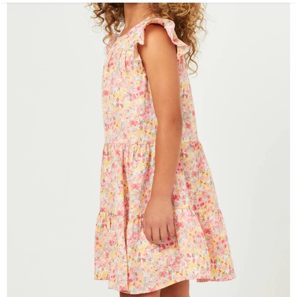 Hayden Girls Pink Floral Ruffle Sleeve Dress - Picture 4 of 5